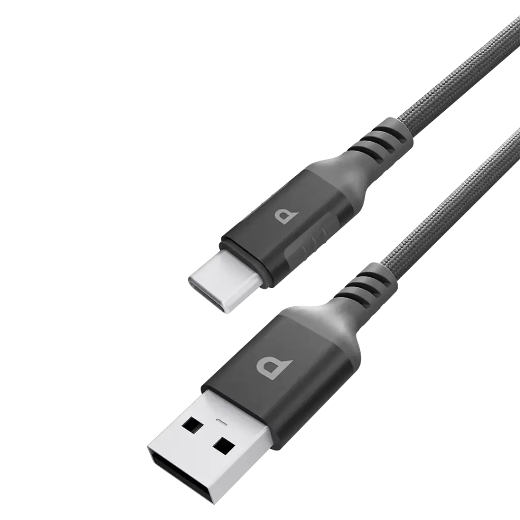 POWEROLOGY POWER SYNC WEAVE USB A TO USB C CABLE 1.2M GRAY PCAB021GY thumbnail 2