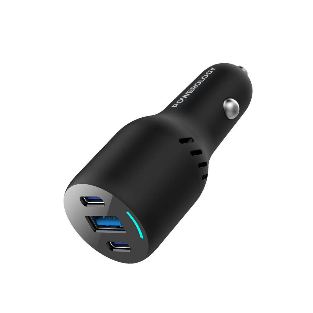 POWEROLOGY TRIPLE PORT 85W CAR CHARGER PD65W BLACK PCCSR014 thumbnail 2