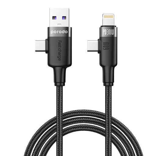 PORODO DUAL CONNECTOR UNIVERSAL CABLE 1.2M PD-AC2CLC-BK thumbnail 2