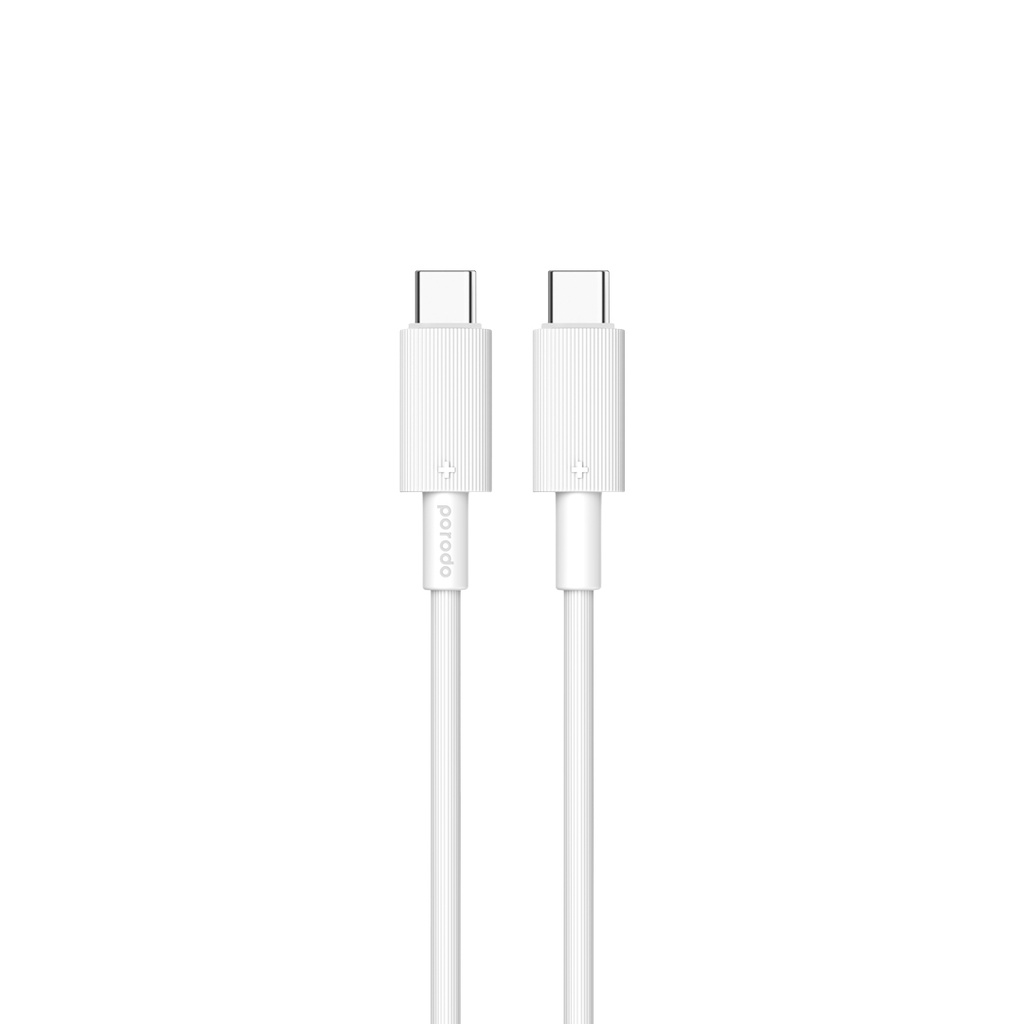 PORODO USB C TO USB C DURABLE CHARGING CABLE PD60W 1.2M WHITE PD-CBL0003-WH thumbnail 2