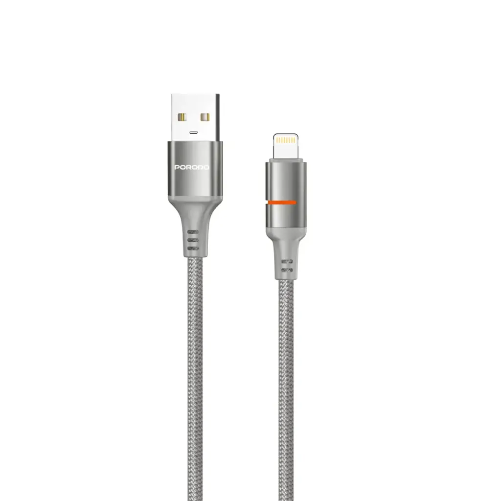 PORODO USB A TO LIGHTNING LED LIGHT CABLE 1.2M GRAY PD-CBL0027-GY-L thumbnail 2