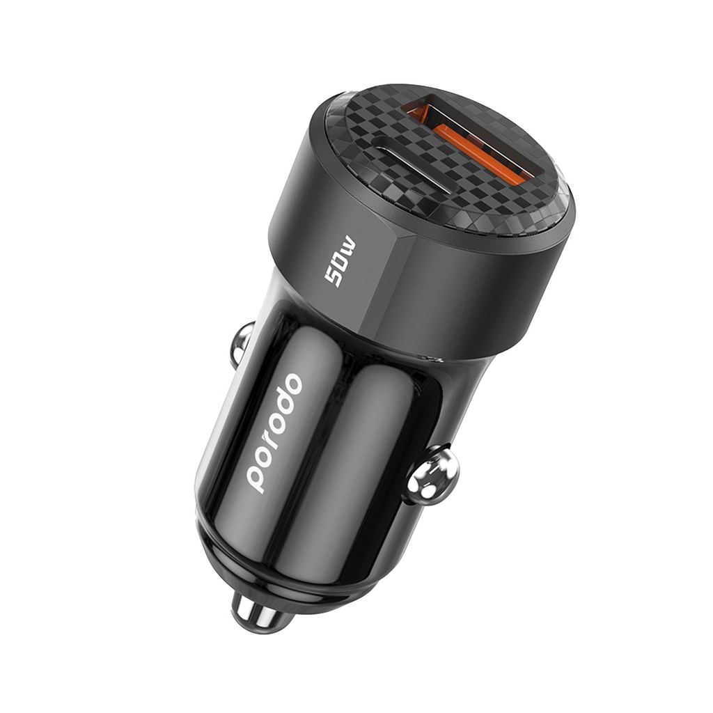 PORODO DUAL OUTPUT CAR CHARGER 50W BLACK PD-CC50W-BK thumbnail 2