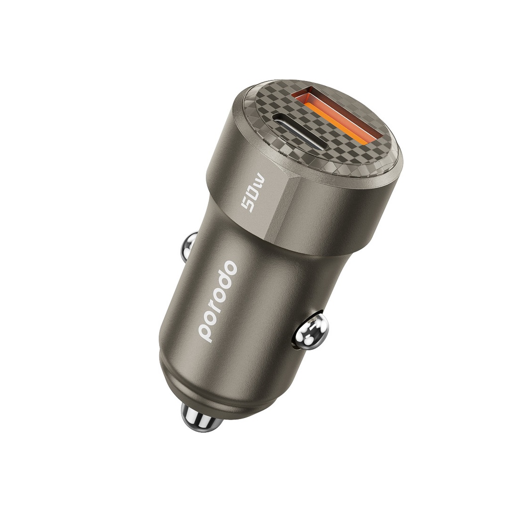 PORODO DUAL OUTPUT CAR CHARGER 50W TITANIUM PD-CC50W-TI thumbnail 2