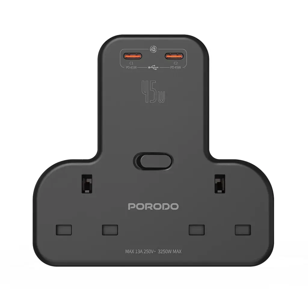 PORODO MULTIPORT WALL SOCKET BLACK PD-FWCH026-BK thumbnail 2