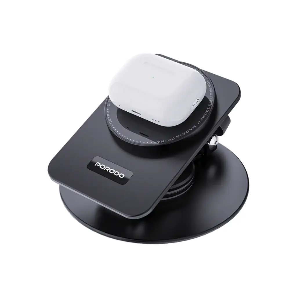 PORODO WIRELESS CHARGING ROTATING STAND BLACK PD-FWCH035-BK thumbnail 2