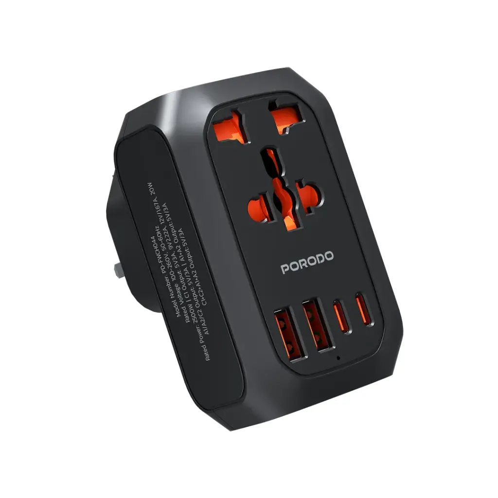 PORODO UNIVERSAL AC ADAPTER MULTI DEVICE CHARGING UK PLUG BLACK PD-FWCH044UK-BK thumbnail 2