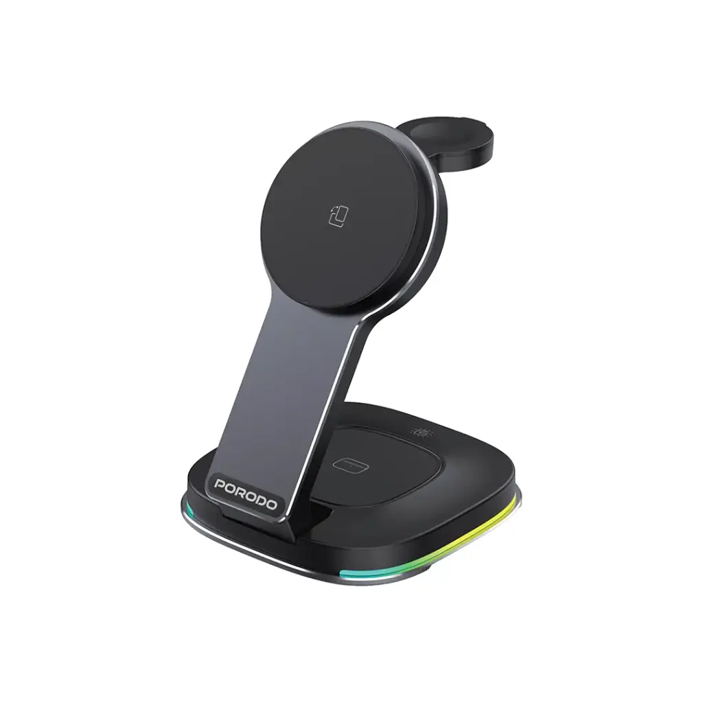 PORODO COMPACT FOLDING WIRELESS CHARGING STAND BLACK PD-FWCH063-BK thumbnail 2
