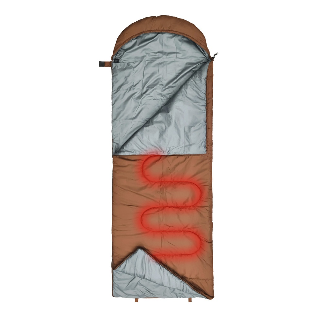 PORODO LIFESTYLE CAMPING SLEEPING BAG WITH HEAT FUNCTION BROWN PD-LFST024-BR thumbnail 2