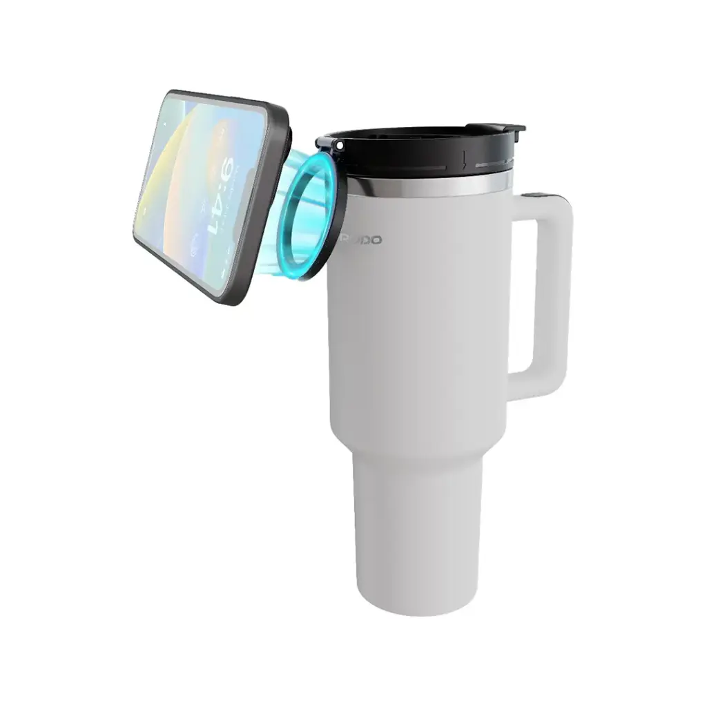 PORODO LIFESTYLE HYDRATE & HOLD MAGNETIC MOUNT 40OZ INSULATED TUMBLER WHITE PD-LFST147-WH thumbnail 2