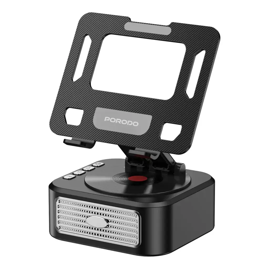 PORODO LIFESTYLE MULTIFUNCTIONAL TABLET SPEAKER STAND BLACK PD-LFST175-BK thumbnail 2