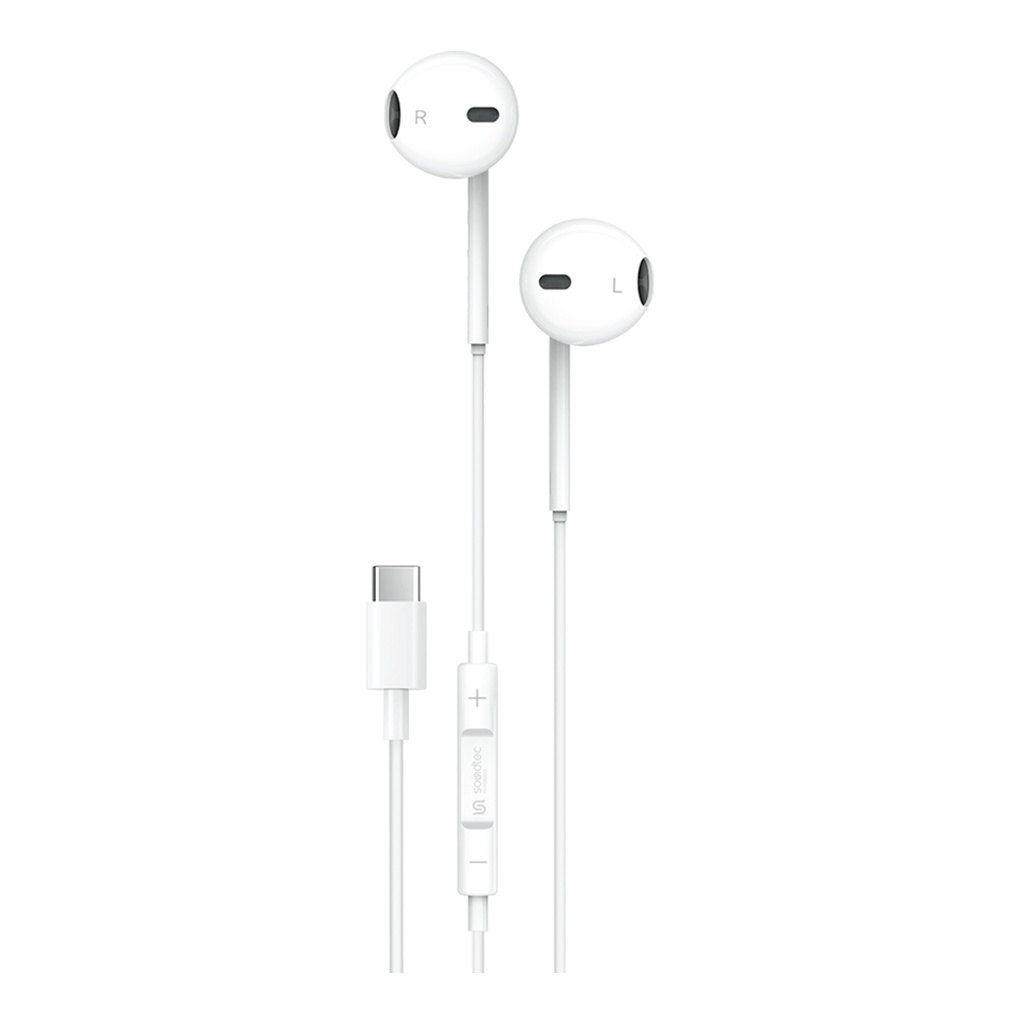 PORODO SOUNDTEC STEREO EARPHONE TYPE C WITH MIC WHITE PD-STCEP-WH thumbnail 2