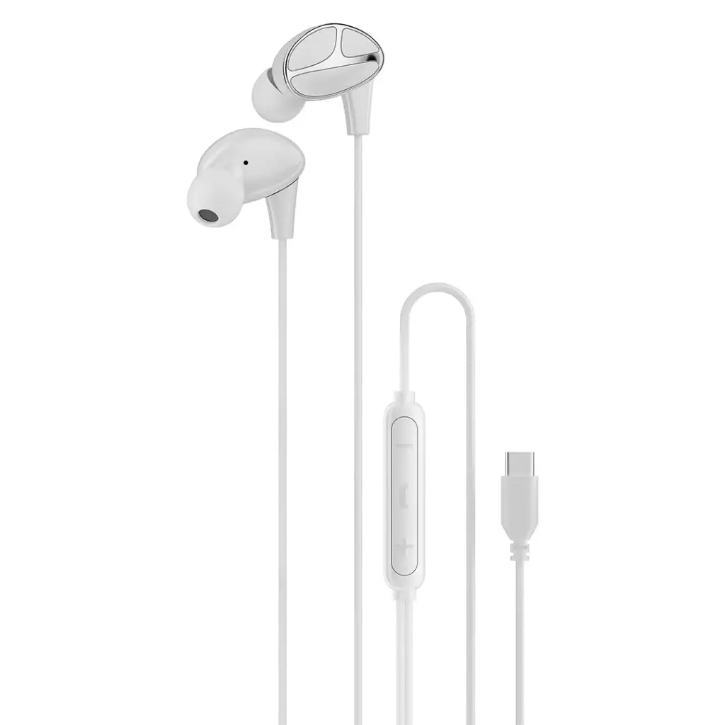 PORODO SOUNDTEC STEREO BASS TYPE C WIRED EARPHONES WHITE PD3BWEC12WH thumbnail 2