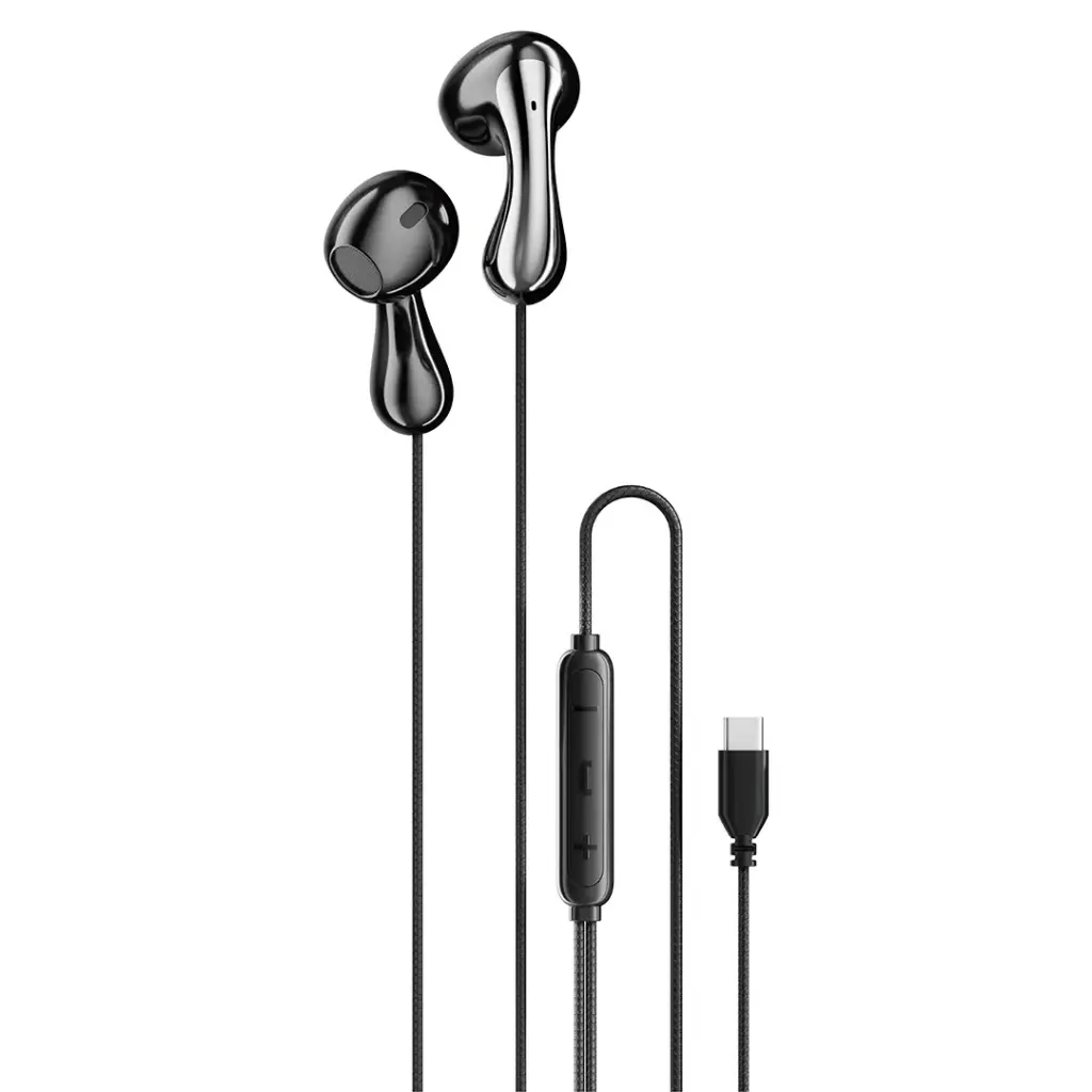 PORODO SOUNDTEC STEREO BASS TYPE C WIRED EARPHONES BLACK PD3BWEC1BK thumbnail 2