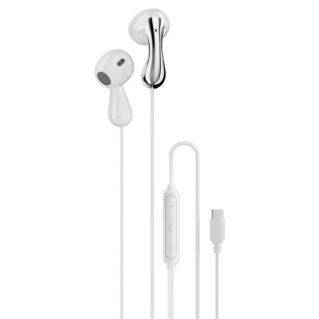 PORODO SOUNDTEC STEREO BASS TYPE C WIRED EARPHONES WHITE PD3BWEC1WH thumbnail 2