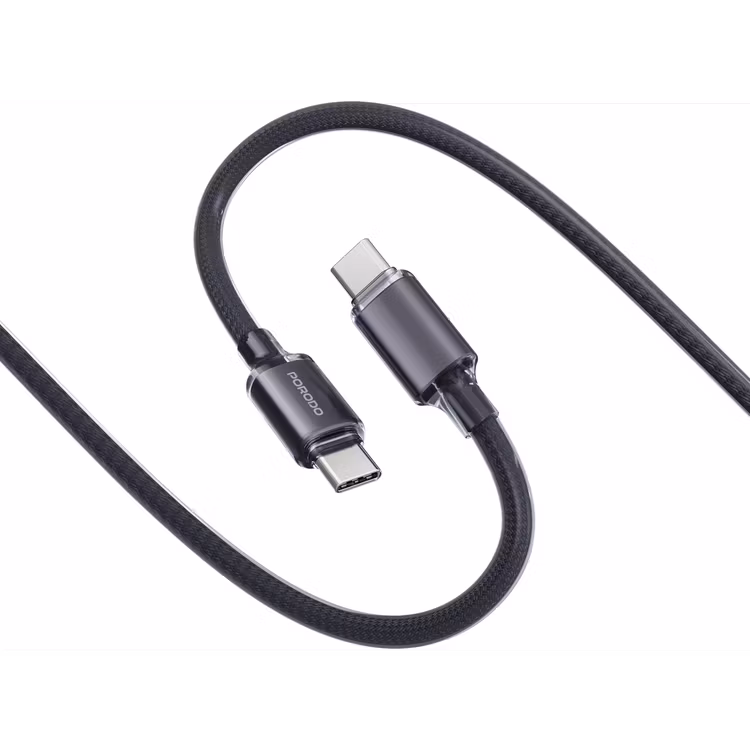 PORODO USB C TO USB C BRAIDED CABLE PD60W 1M BLACK PDCBL0038BK thumbnail 2
