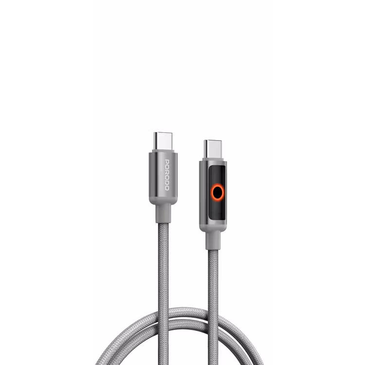 PORODO CHARGE LITE USB-C TO USB-C HIGH-SPEED CHARGING 1M/3.3FT CABLE GRAY PDCBL0045GY thumbnail 2