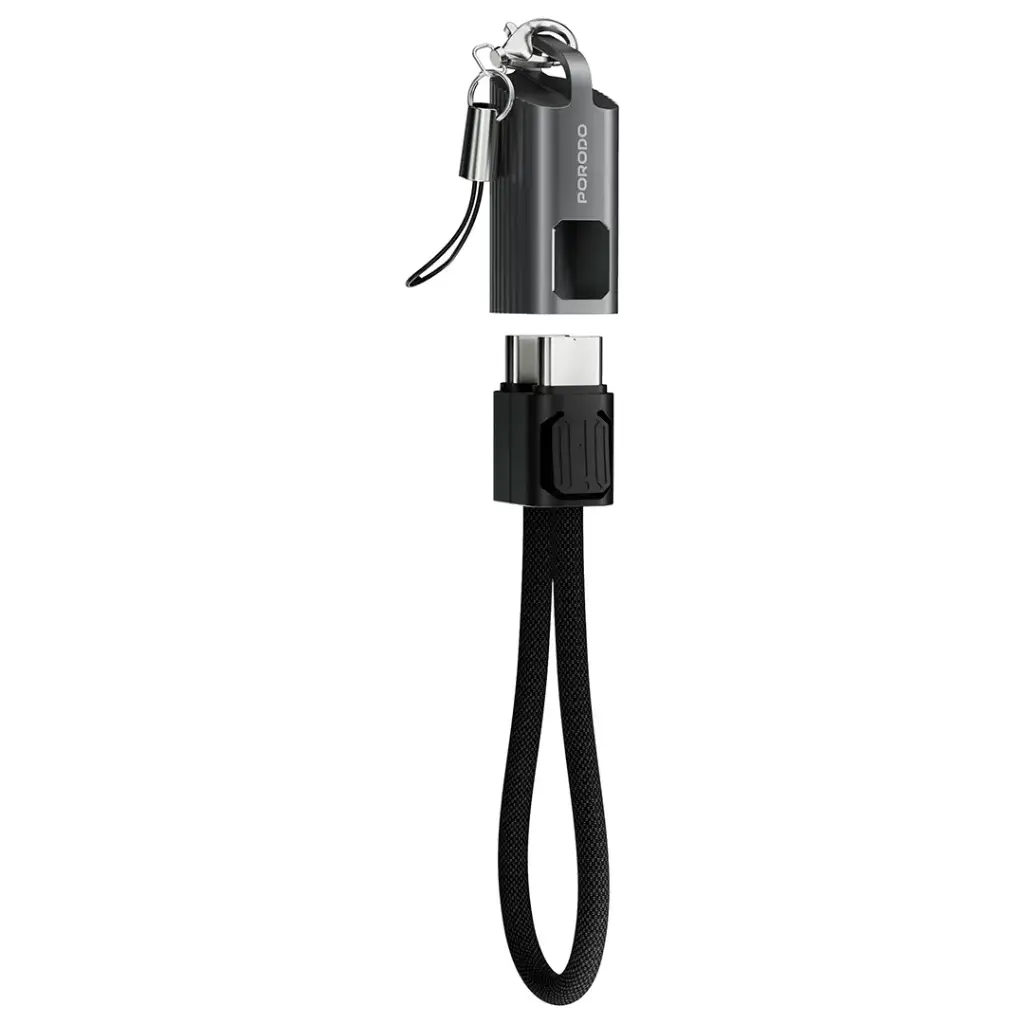 PORODO CHARGELOOP KEYCHAIN USB C TO USB C DATA CABLE BLACK PDCBL0047BK thumbnail 2