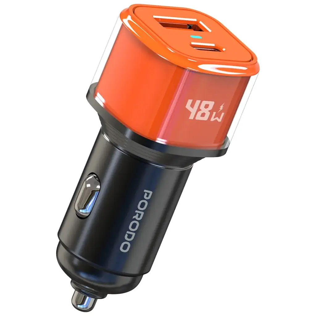 PORODO 48W AVERIN MULTI PORT CAR CHARGER ORANGE PDCCR48WOG thumbnail 2