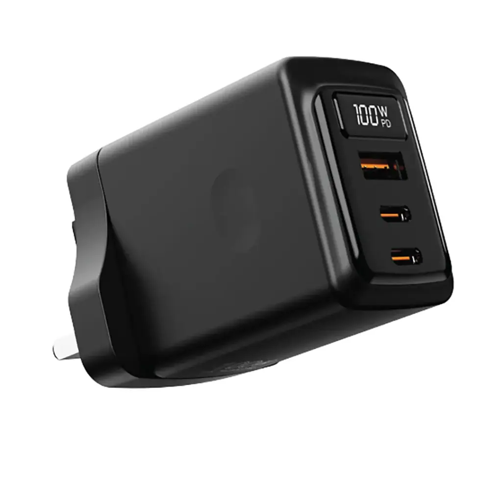 PORODO GAN 100W MULTI PORT WALL CHARGER BLACK PDFWCH073BK thumbnail 2