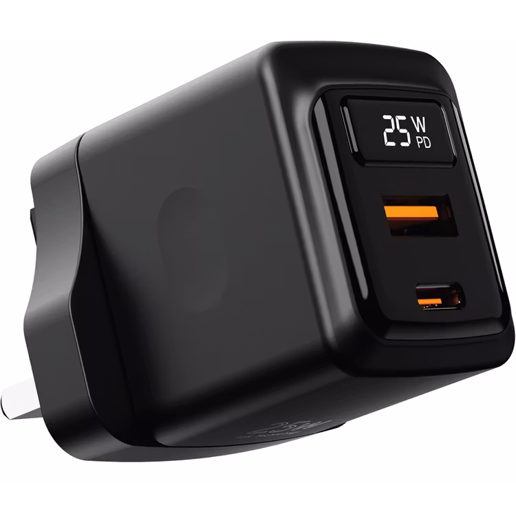 PORODO GAN 25W DUAL PORT USB C WALL CHARGER BLACK PDFWCH076BK thumbnail 2
