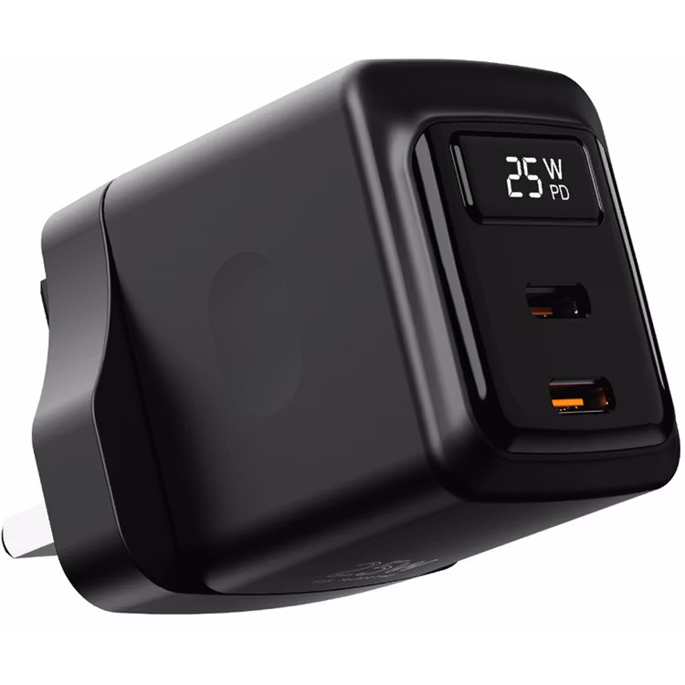 PORODO GAN 25W DUAL USB C WALL CHARGER BLACK PDFWCH079BK thumbnail 2