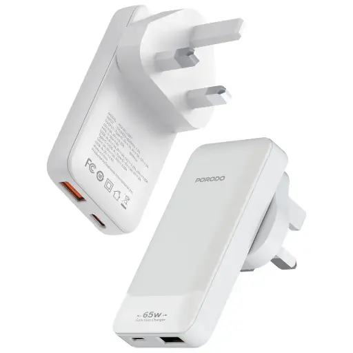 PORODO TERRA CHARGE 65W GAN DUAL PORT ADAPTER WHITE PDFWCH087WH thumbnail 2