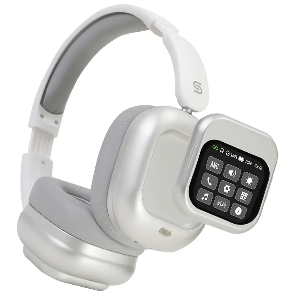PORODO SOUNDTEC TOUCH WAVE ANC HEADPHONE WITH DETACHABLE TOUCH SCREEN WHITE PDJYBN618WH thumbnail 2