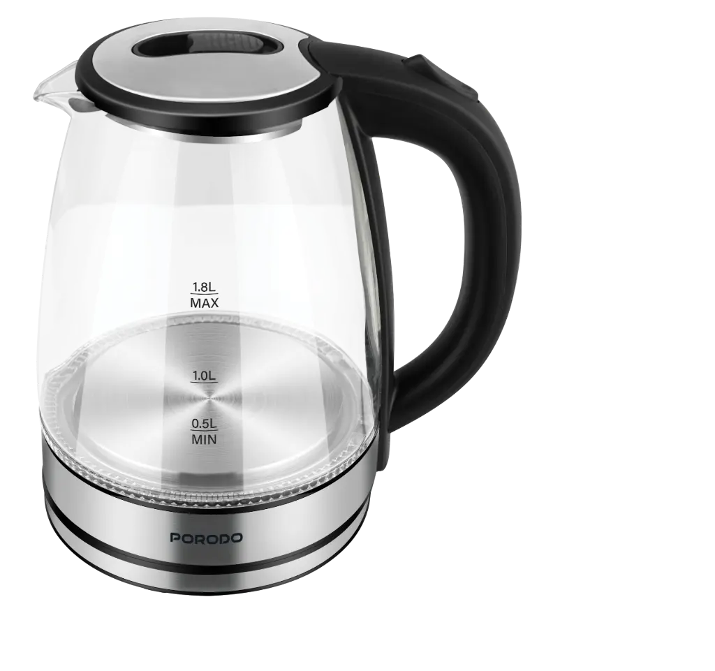 PORODO LIFESTYLE PYRO T1 ELECTRIC GLASS KETTLE 360 ROTATING BASE CLEAR PDLFST18ACL thumbnail 2