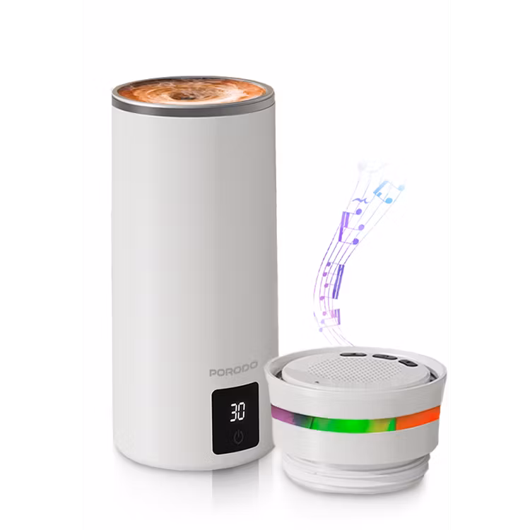 PORODO LIFESTYLE FLUXMIX 350ML STIRRING CUP WITH SPEAKER WHITE PDLFST198WH thumbnail 2