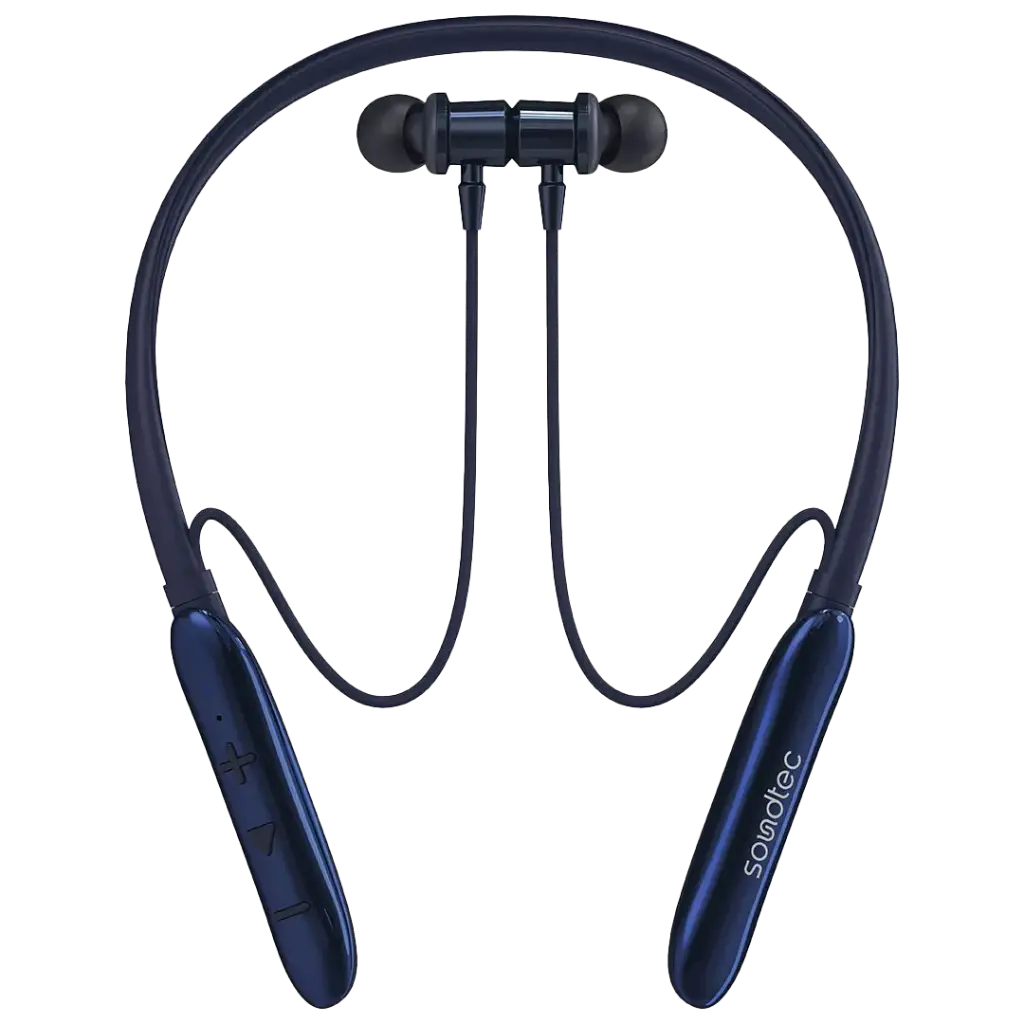 PORODO SOUNDTEC AURABAND NECKBAND ENC EARPHONES BLUE PDMT30BU thumbnail 2