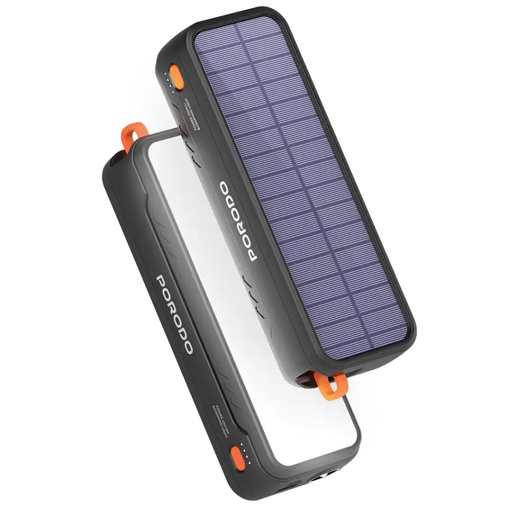 PORODO SOLAR POWERED 20000MAH POWERBANK BLACK PDPBAS149BK thumbnail 2