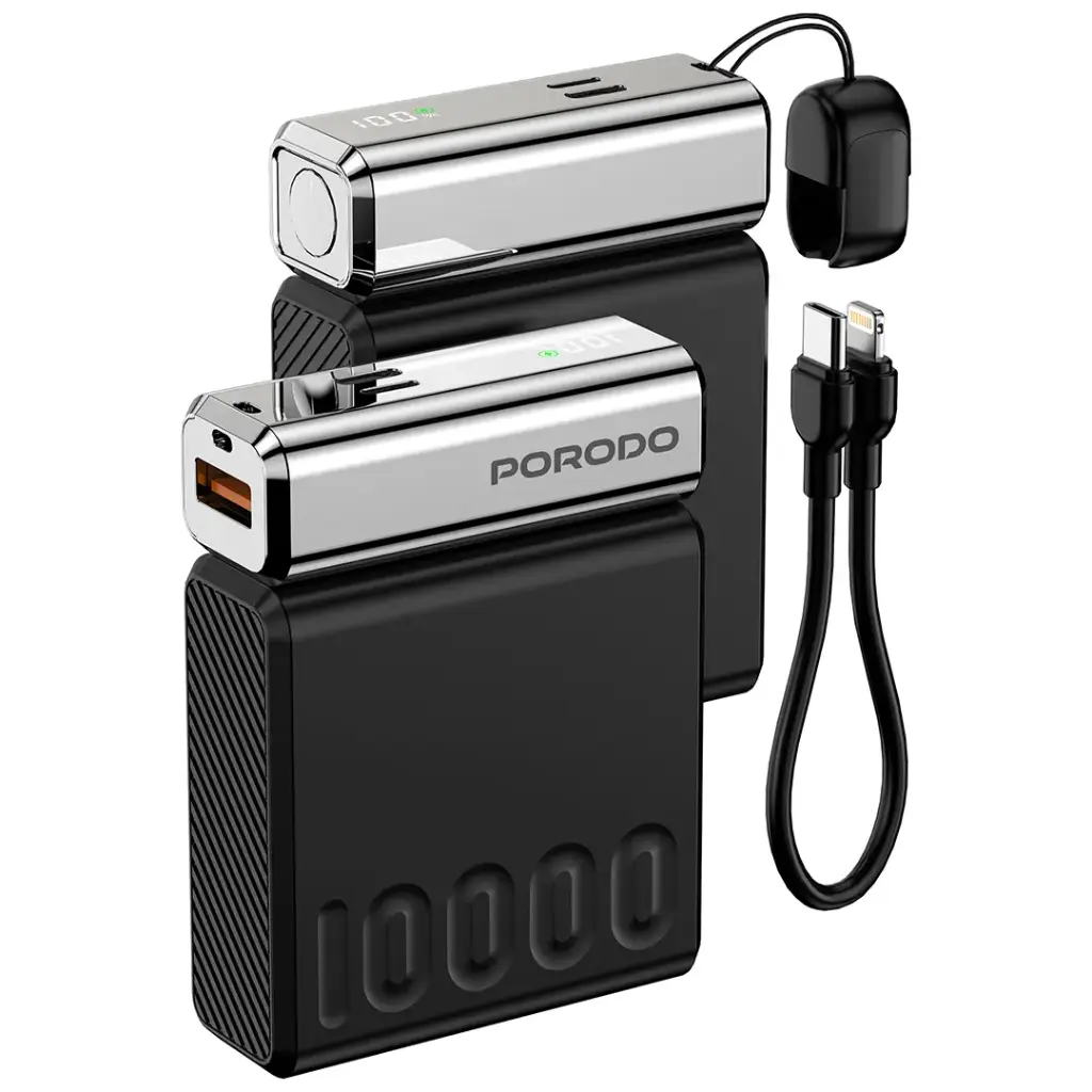 PORODO PD35W CHROME VOLT 10000MAH POWER BANK WITH LED DIGITAL DISPLAY BLACK PDPBFCH088BK thumbnail 2