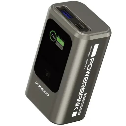 PORODO 10000MAH MINI POWER BANK WITH REAL TIME DISPLAY GREY PDPBFCH096GY thumbnail 2