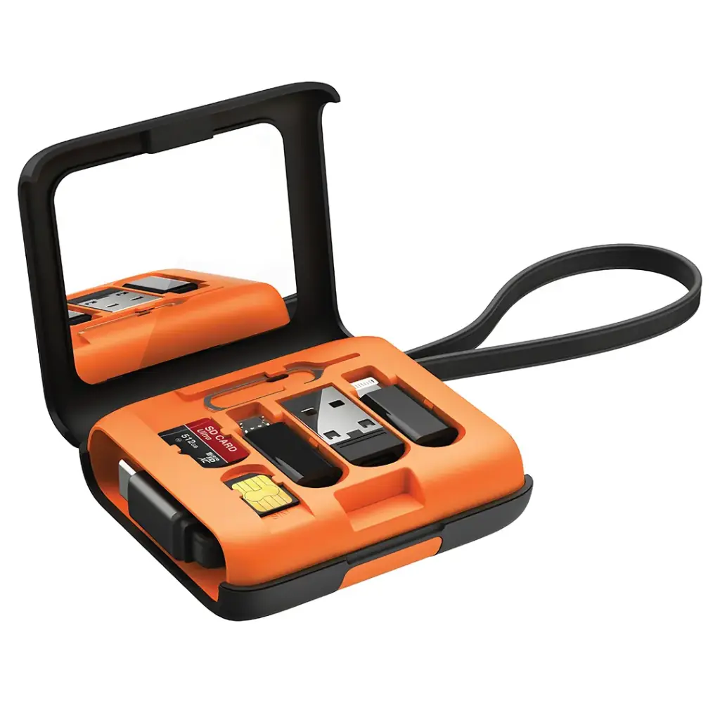 PORODO MULTI FUNCTIONAL TRAVEL DATA CABLE SET ORANGE PDS0013OG thumbnail 2