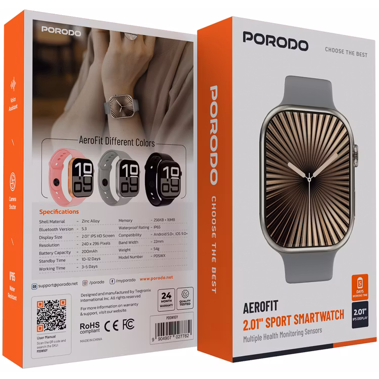 PORODO AEROFIT 2.01 SPORT SMART WATCH GRAY PDSWXGY thumbnail 2