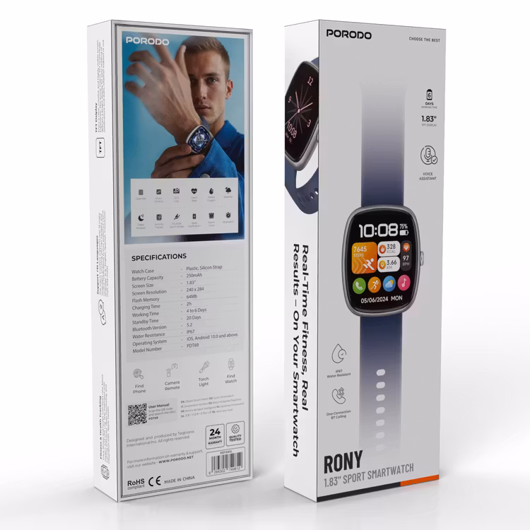PORODO RONY 1.83 SPORT SMART WATCH SILVER PDT69SL thumbnail 2