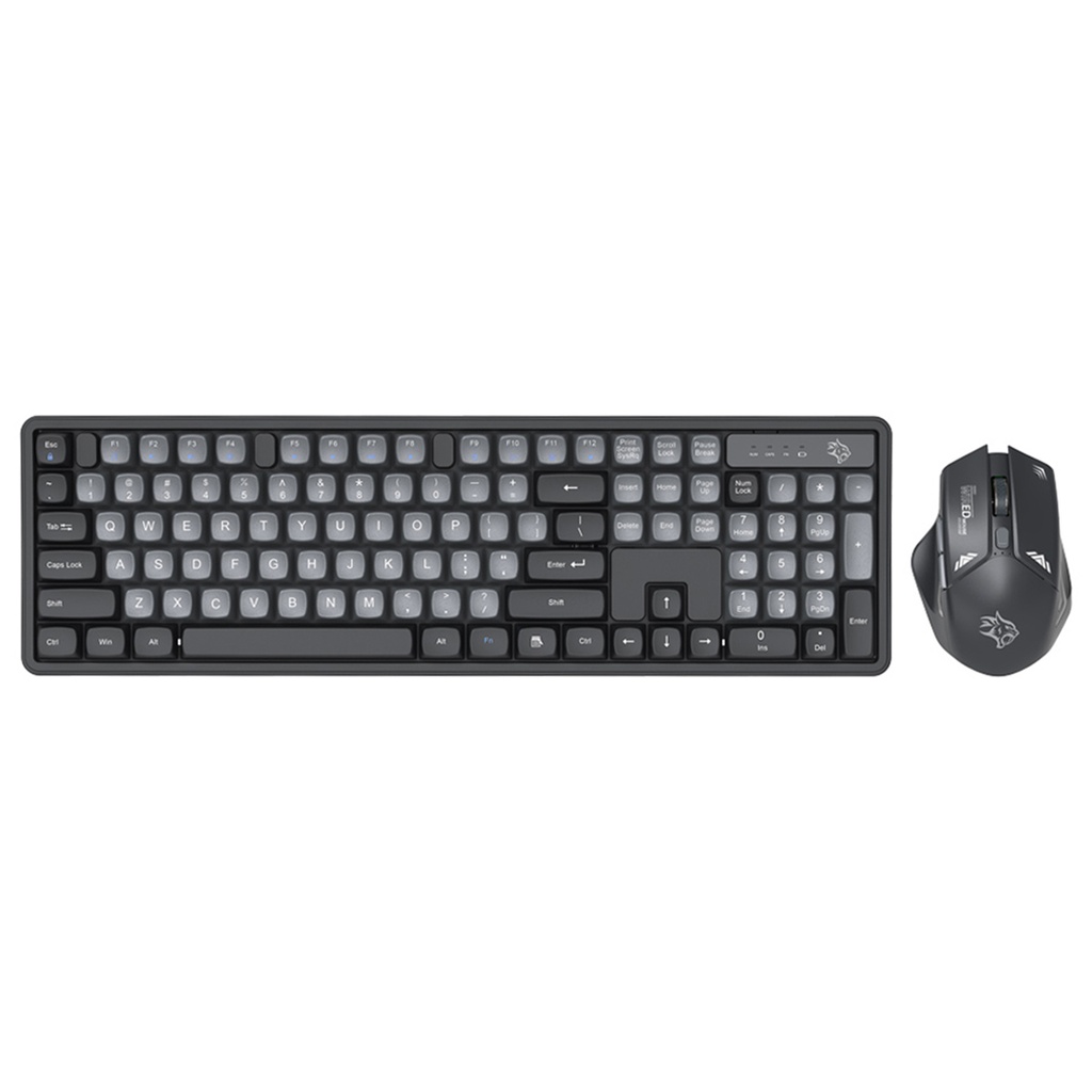 PORODO GAMING DESIGN WIRELESS ARABIC KEYBPARD MOUSE SET GRAY PDX225-WHB thumbnail 2