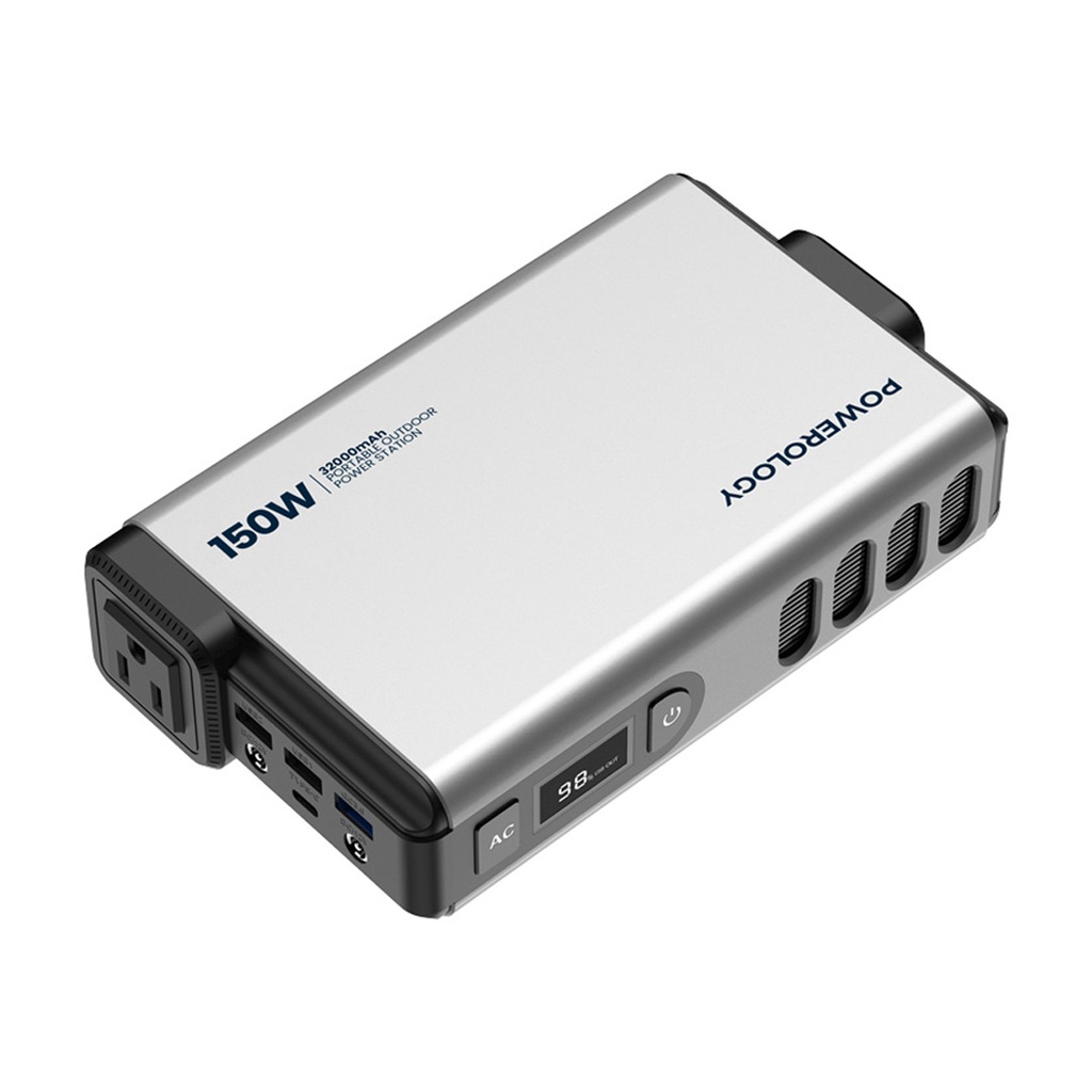 POWEROLOGY 32000MAH 150W MINI POWER STATION WITH AC OUTPUT GREY PPBCHA31 thumbnail 2