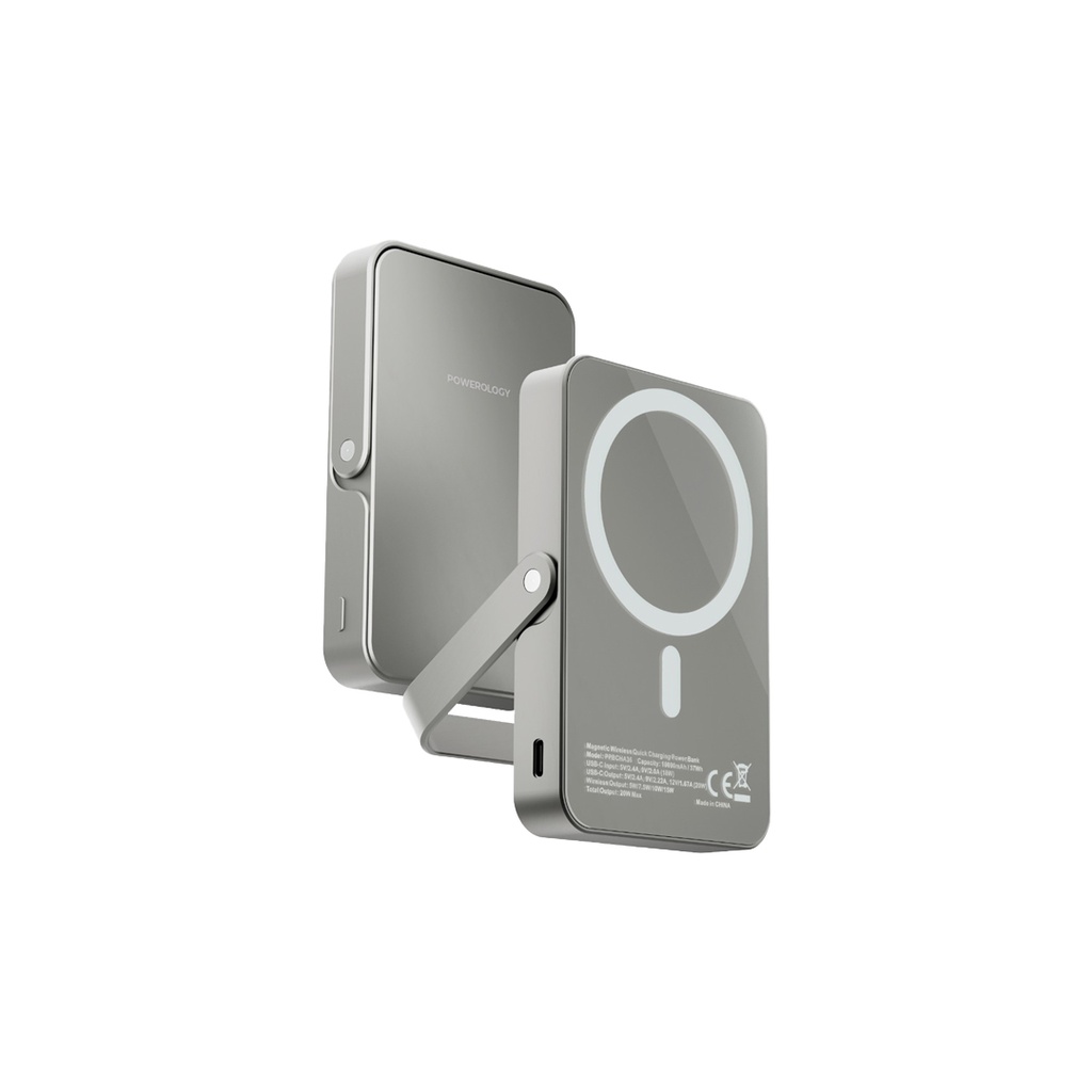 POWEROLOGY 10000MAH GLASS SURFACE MAGSAFE POWERBANK GREY PPBCHA36-GY thumbnail 2