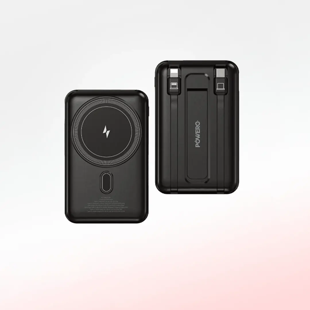 POWERO PLUS 22.5W 10000MAH MAG GRIP MAGSAFE POWERBANK WITH USB C AND LIGHTNING CABLE BLACK PR-PBMG220T-BK thumbnail 2