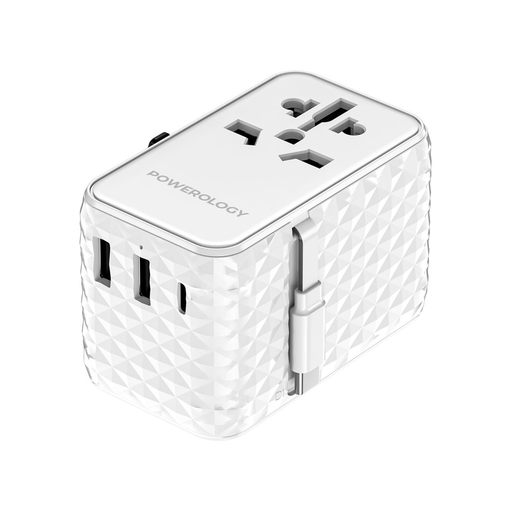 POWEROLOGY GAN 20W PD UNIVERSAL CHARGER WITH TYPE C CABLE WHITE PWCUQC028-WH thumbnail 2