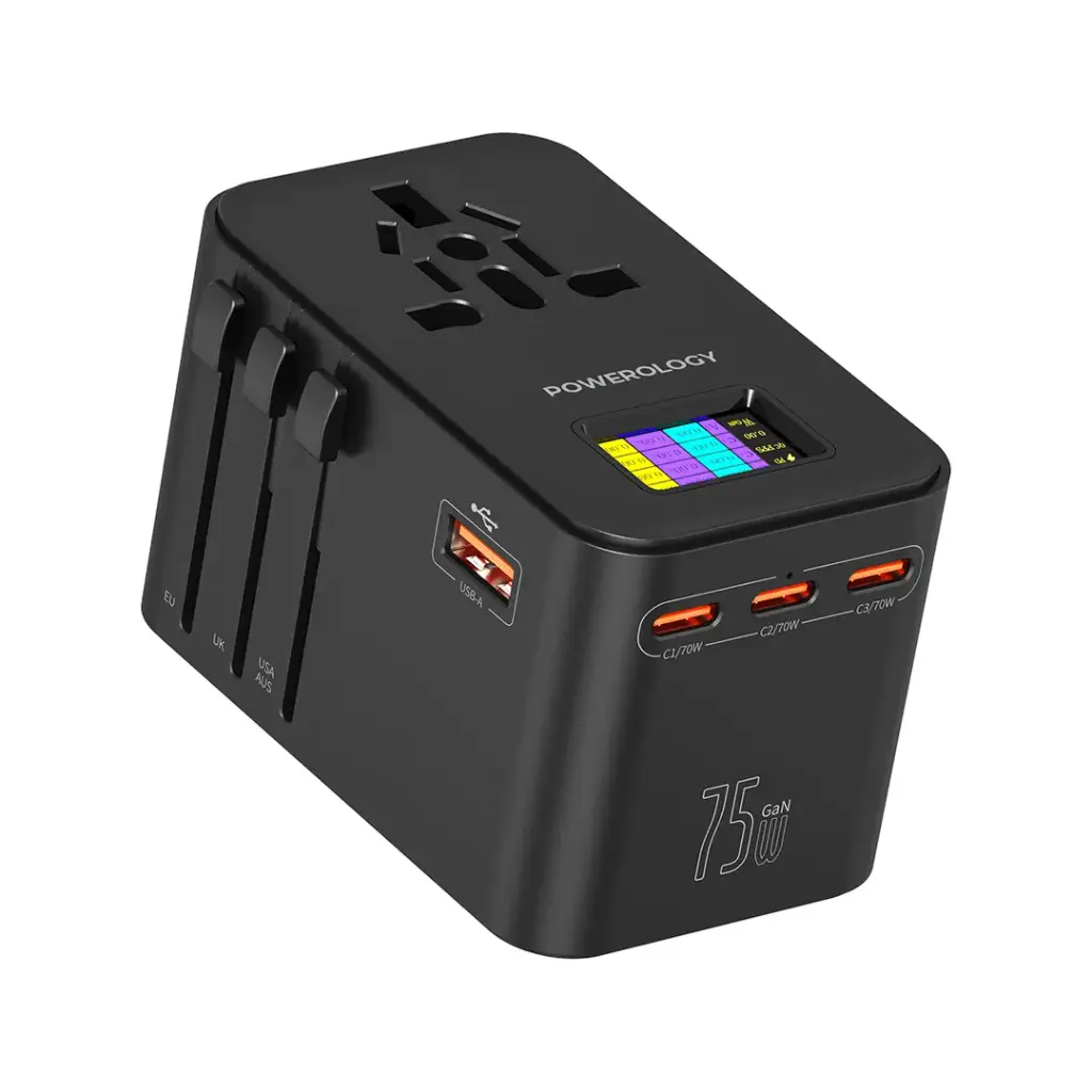 POWEROLOGY GAN 75W UNIVERSAL CHARGER BLACK PWCUQC041 thumbnail 2