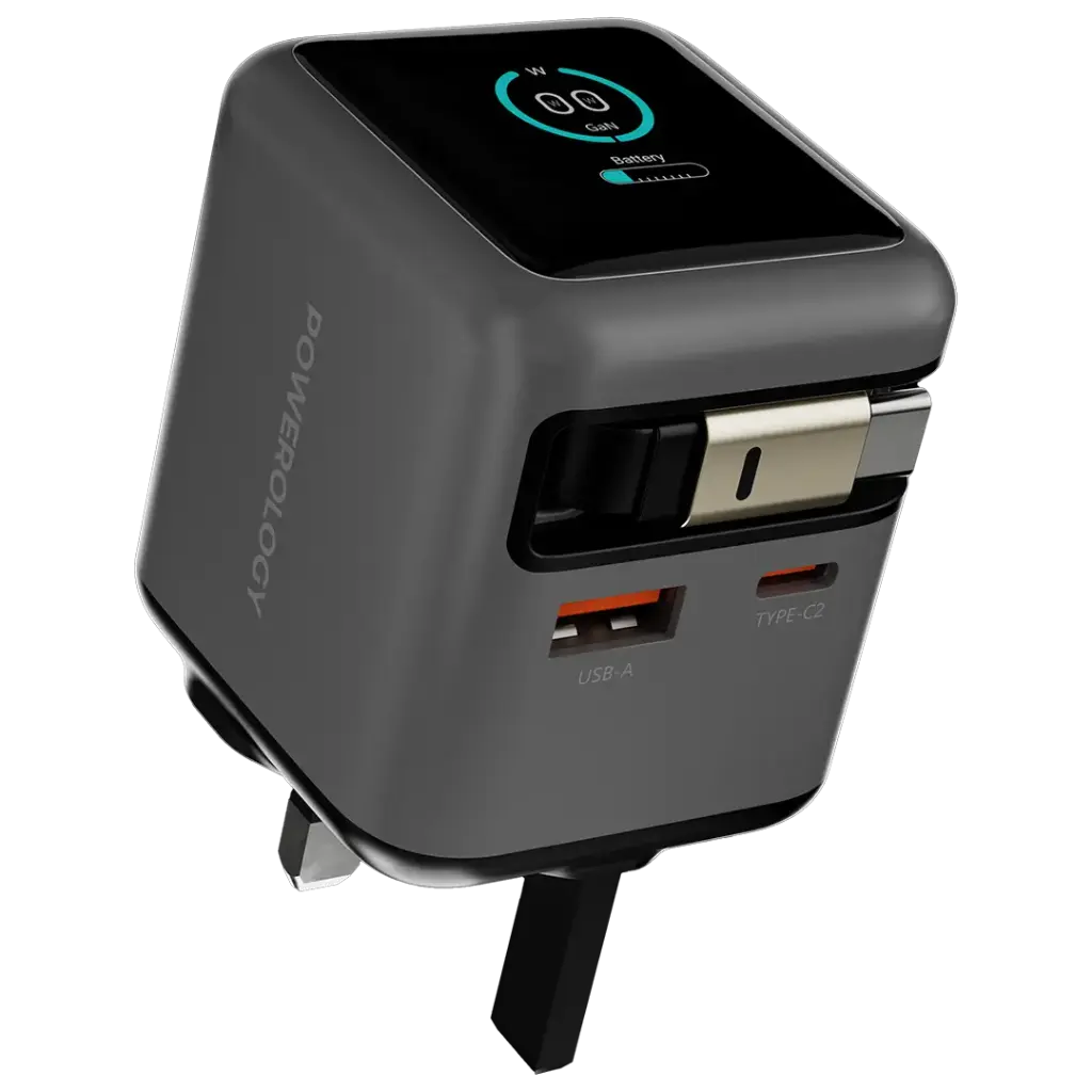 POWEROLOGY HALO DUAL PORT GAN CHARGER GREY PWCUQC051GY thumbnail 2
