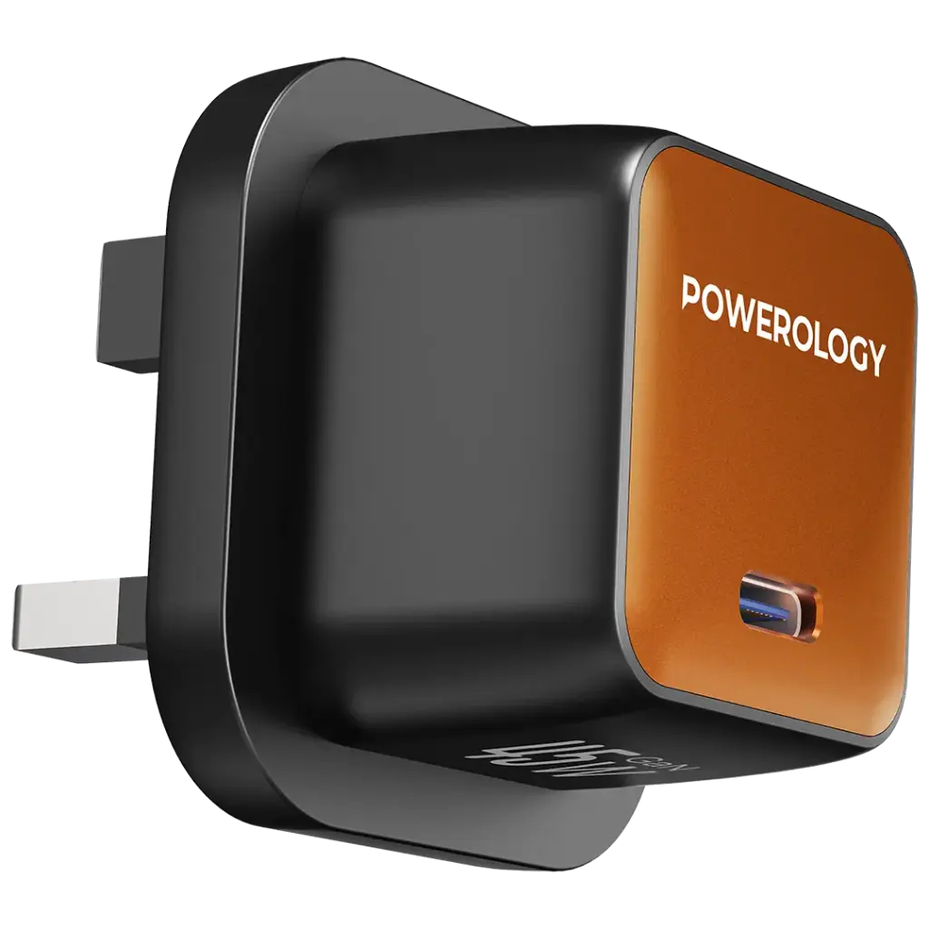 POWEROLOGY QX 45W POCKET SIZED GAN ADAPTER BLACK/ORANGE PWCUQC055BKOG thumbnail 2