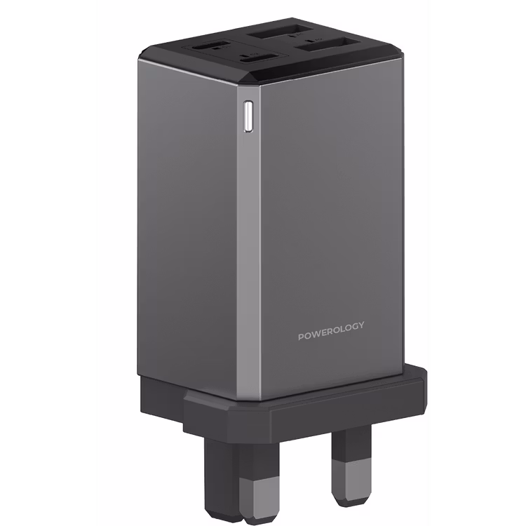 POWEROLOGY 65W GAN UK PLUG TRAVEL ADAPTER GRAY PWCUQC063GR thumbnail 2