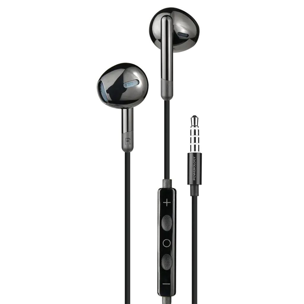 POWEROLOGY AUX 3.5MM STEREO EARPHONE BLACK PWEPHR17BK thumbnail 2