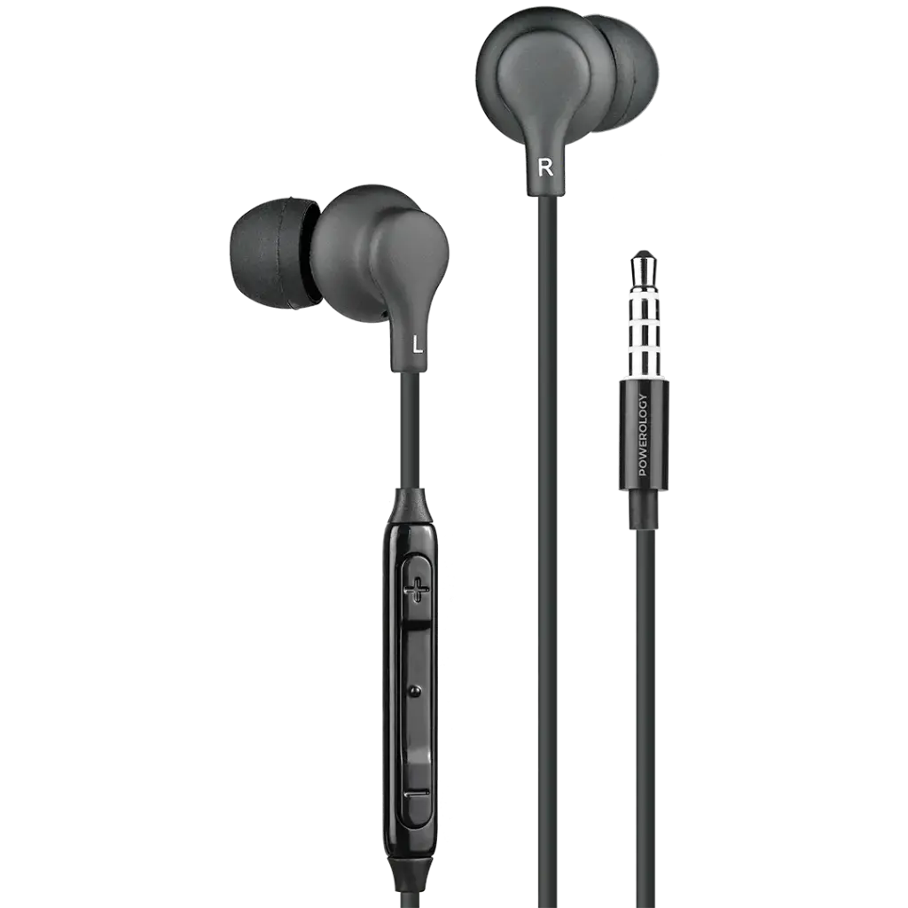 POWEROLOGY 3.5MM IN EAR STEREO EARPHONES BLACK PWEPHR28BK thumbnail 2