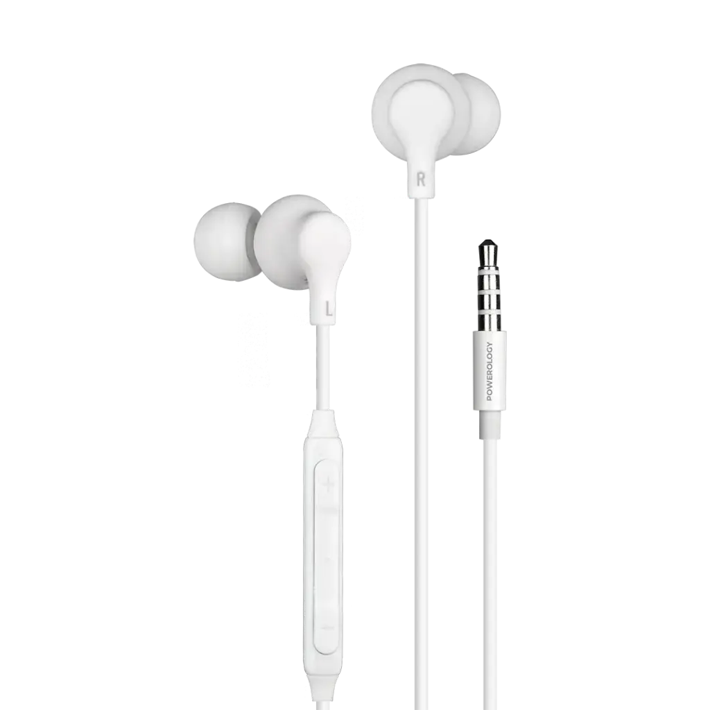 POWEROLOGY 3.5MM IN EAR STEREO EARPHONES WHITE PWEPHR28WH thumbnail 2