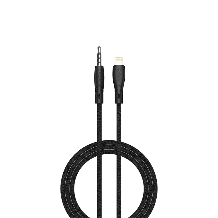 PAWA NYLON BRAIDED 3.5MM TO LIGHTNING AUDIO 1.2M CABLE BLACK PW-12BDLTOAUX-BK thumbnail 2