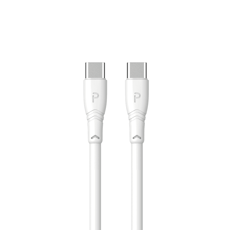 PAWA 60W QUICK CHARGING 1.2M DATA CABLE USB C-TYPE C WHITE PW-12PVCCTOC-WH thumbnail 2
